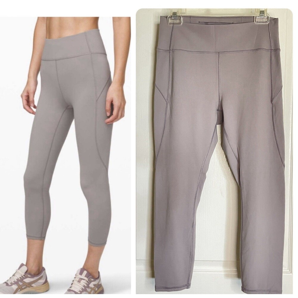 Lululemon In Movement Women’s Size 10 Light Purple Gray Leggings 25" Yoga Pants